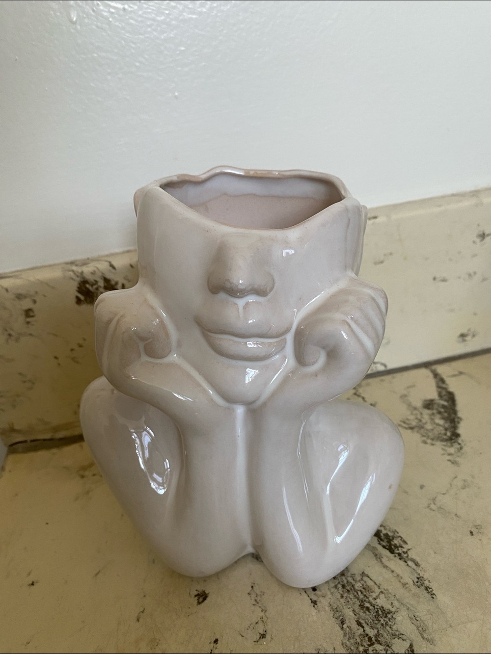 Modern Ceramic Face Sculpture Planter /vase